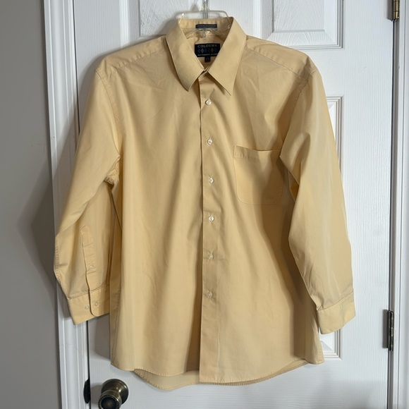 COLOURS ALEXANDER JULIAN Men's Yellow Button Down Dress Shirt - Size L - Picture 1 of 3